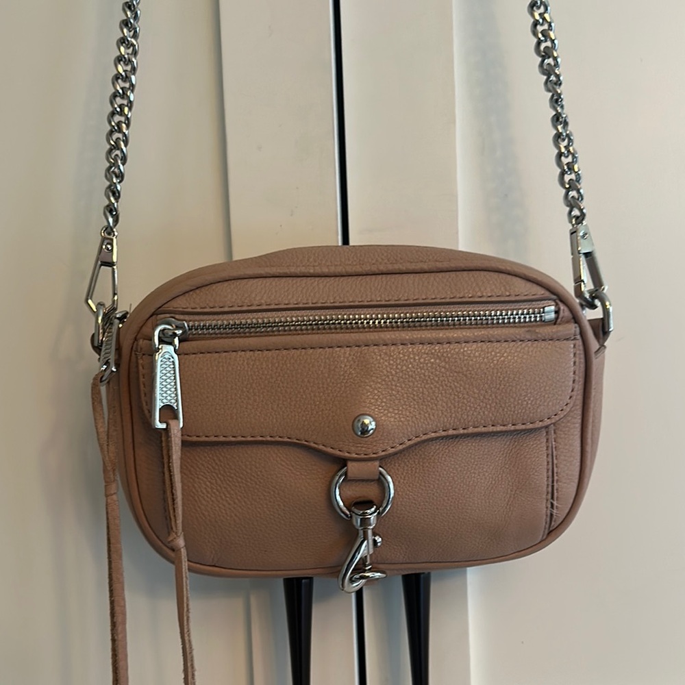 Rebecca Minkoff soft pink Leather Crossbody Bag with Chain Strap